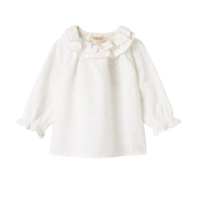 marmar copenhagen baby girl blouse - white bows 'tonello'