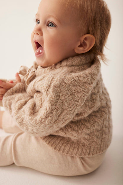 baby cable knit cardigan - stone 'martinique' - cozmo - My Little Cozmo - 