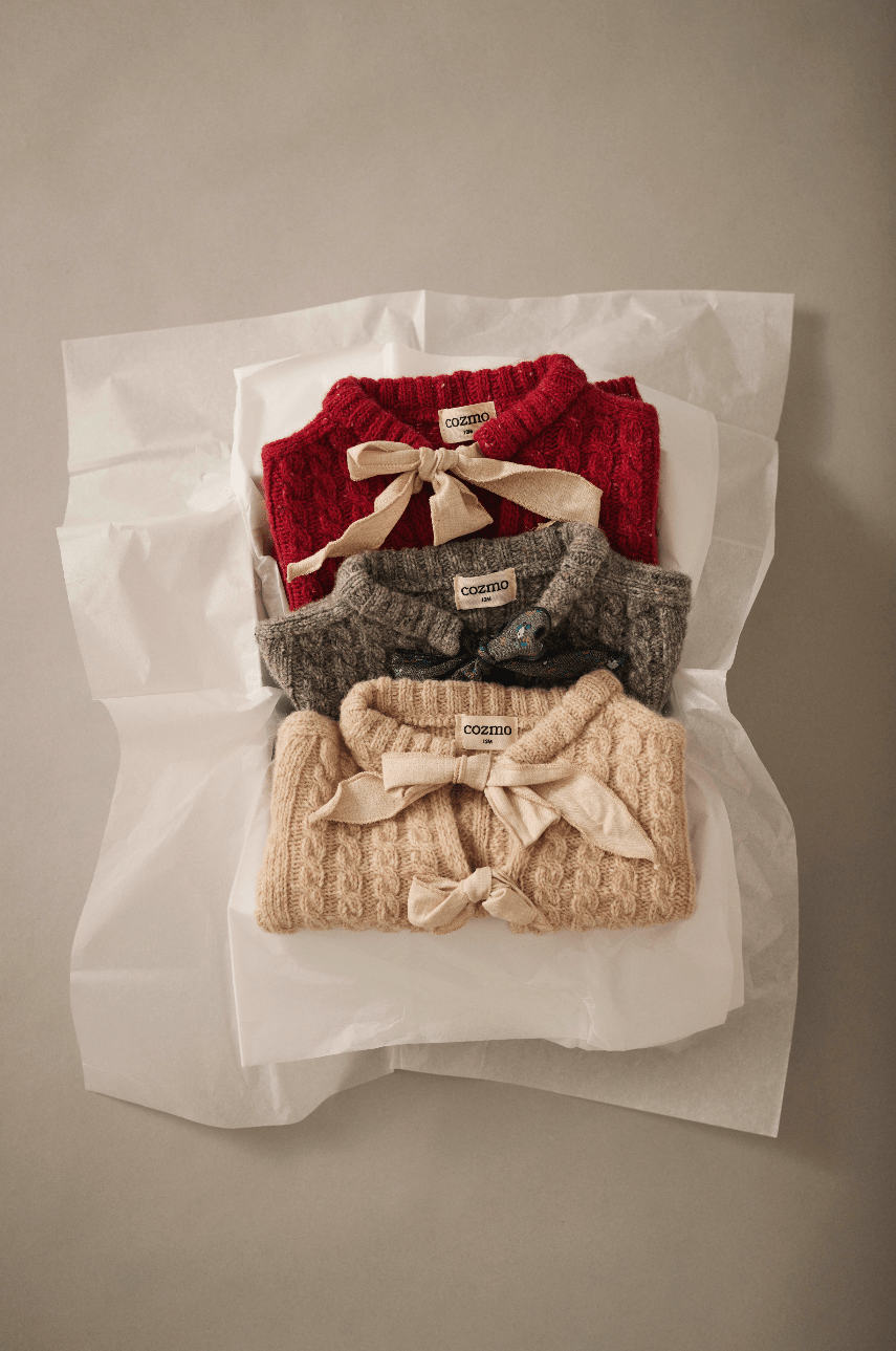 baby cable knit cardigan - stone 'martinique' - cozmo - My Little Cozmo - 