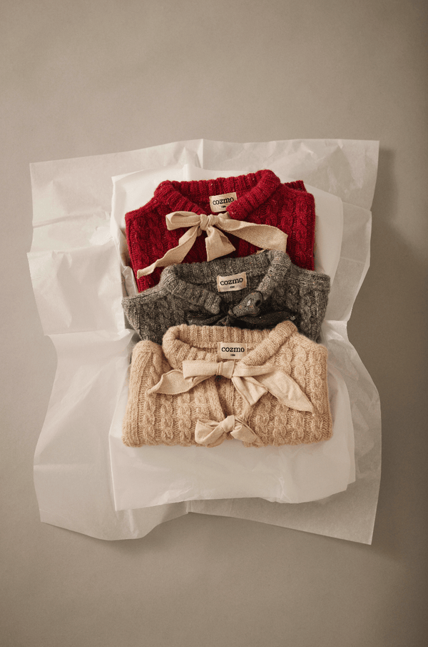 baby cable knit cardigan - stone 'martinique' - cozmo - My Little Cozmo - 