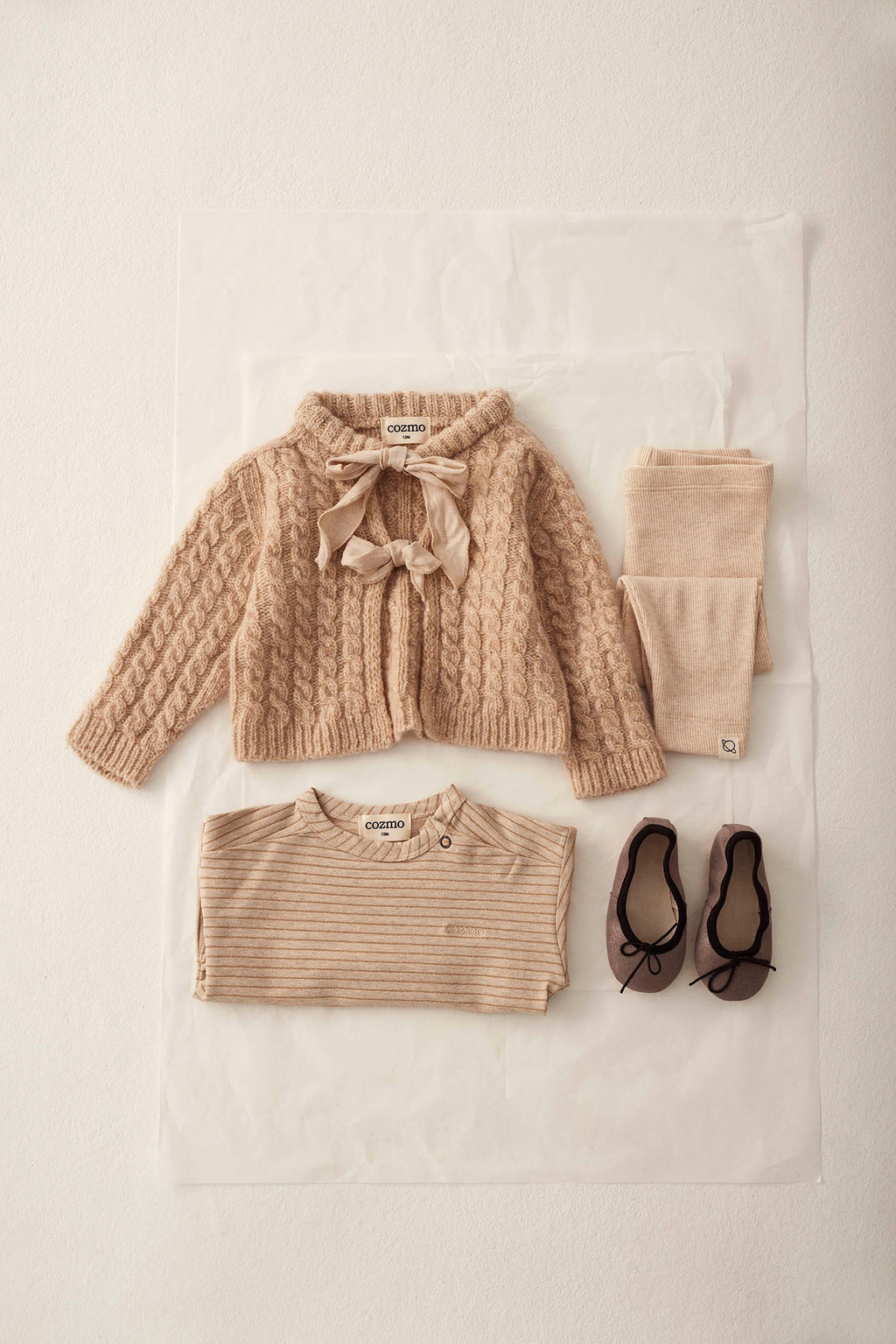 baby cable knit cardigan - stone 'martinique' - cozmo - My Little Cozmo - 