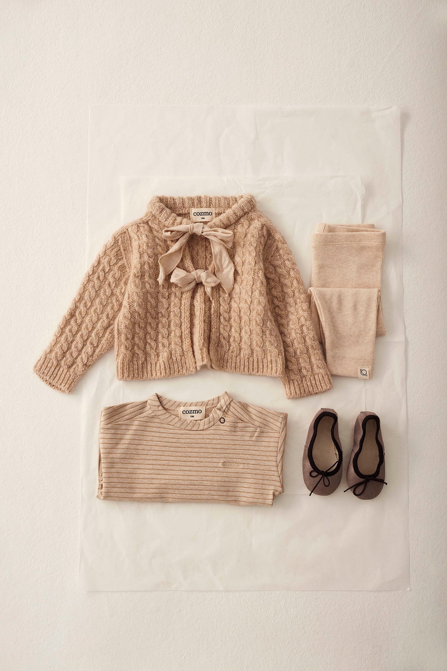 baby cable knit cardigan - stone 'martinique' - cozmo - My Little Cozmo - 