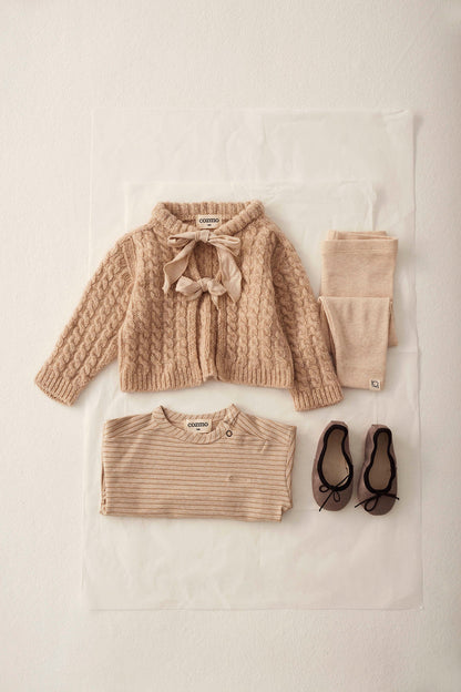 baby cable knit cardigan - stone 'martinique' - cozmo - My Little Cozmo - 