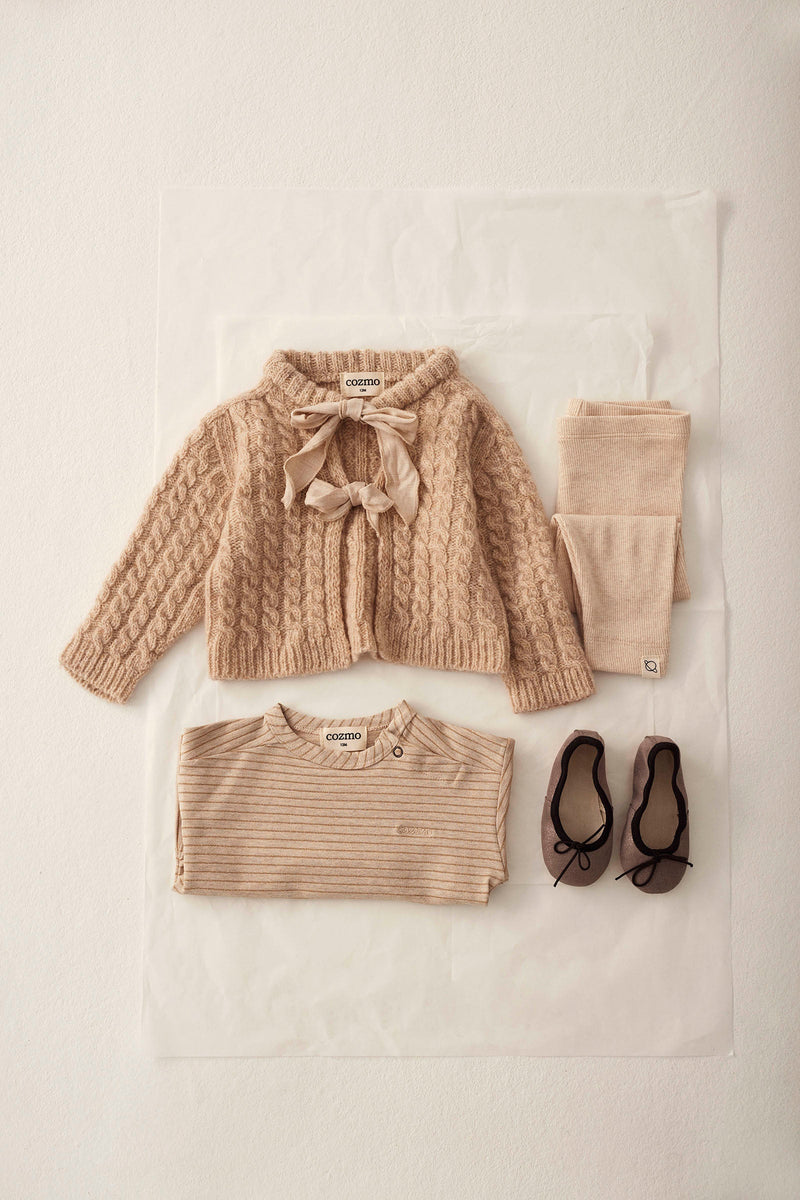 baby cable knit cardigan - stone 'martinique' - cozmo - My Little Cozmo - 