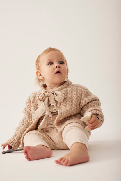 baby cable knit cardigan - stone 'martinique' - cozmo - My Little Cozmo - 
