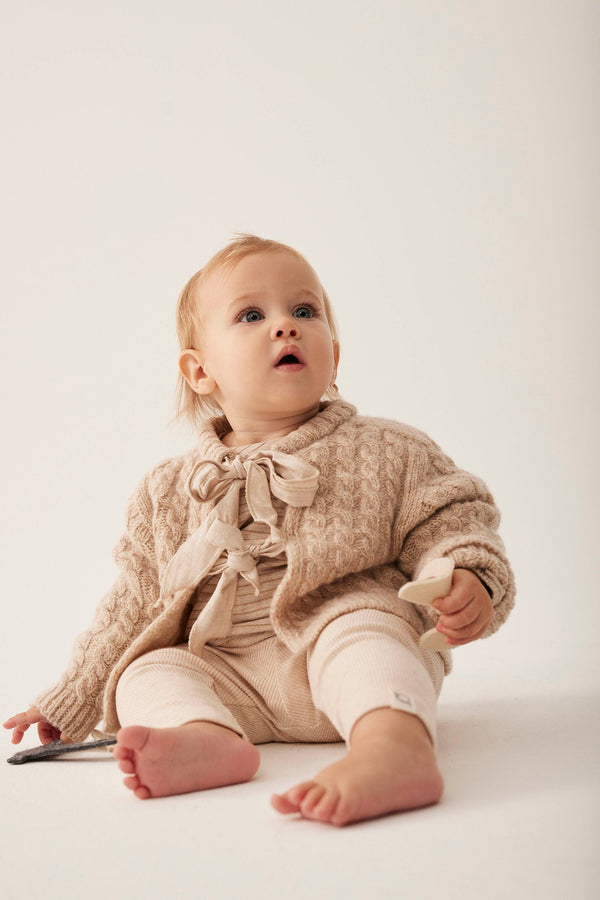 baby cable knit cardigan - stone 'martinique' - cozmo - My Little Cozmo - 