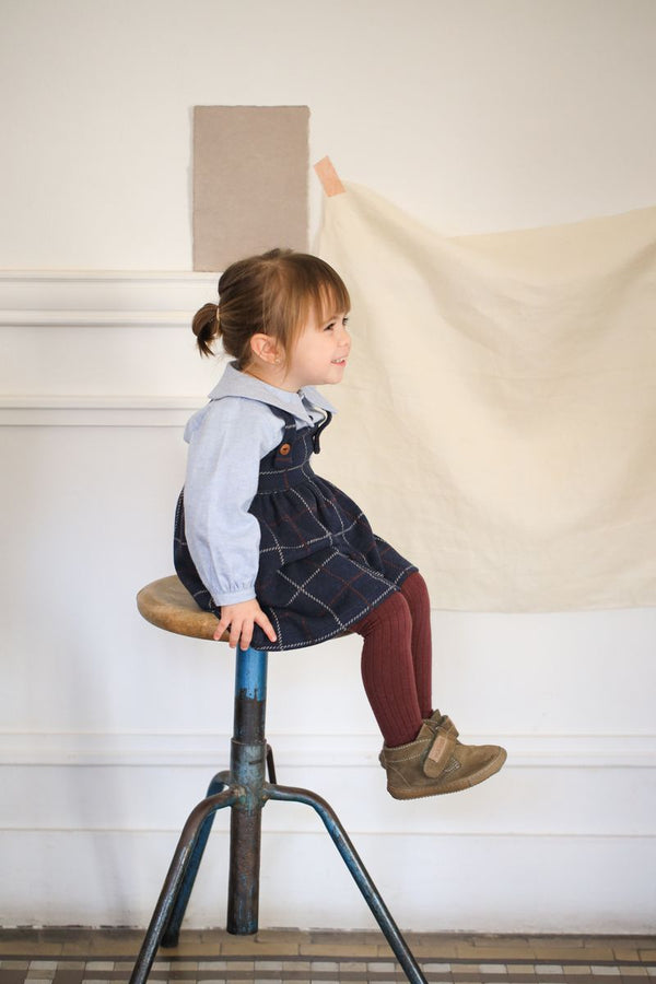 baby plaid navy overall skirt dress - 'nina' by +1 in the family - +1 in the family - Dress