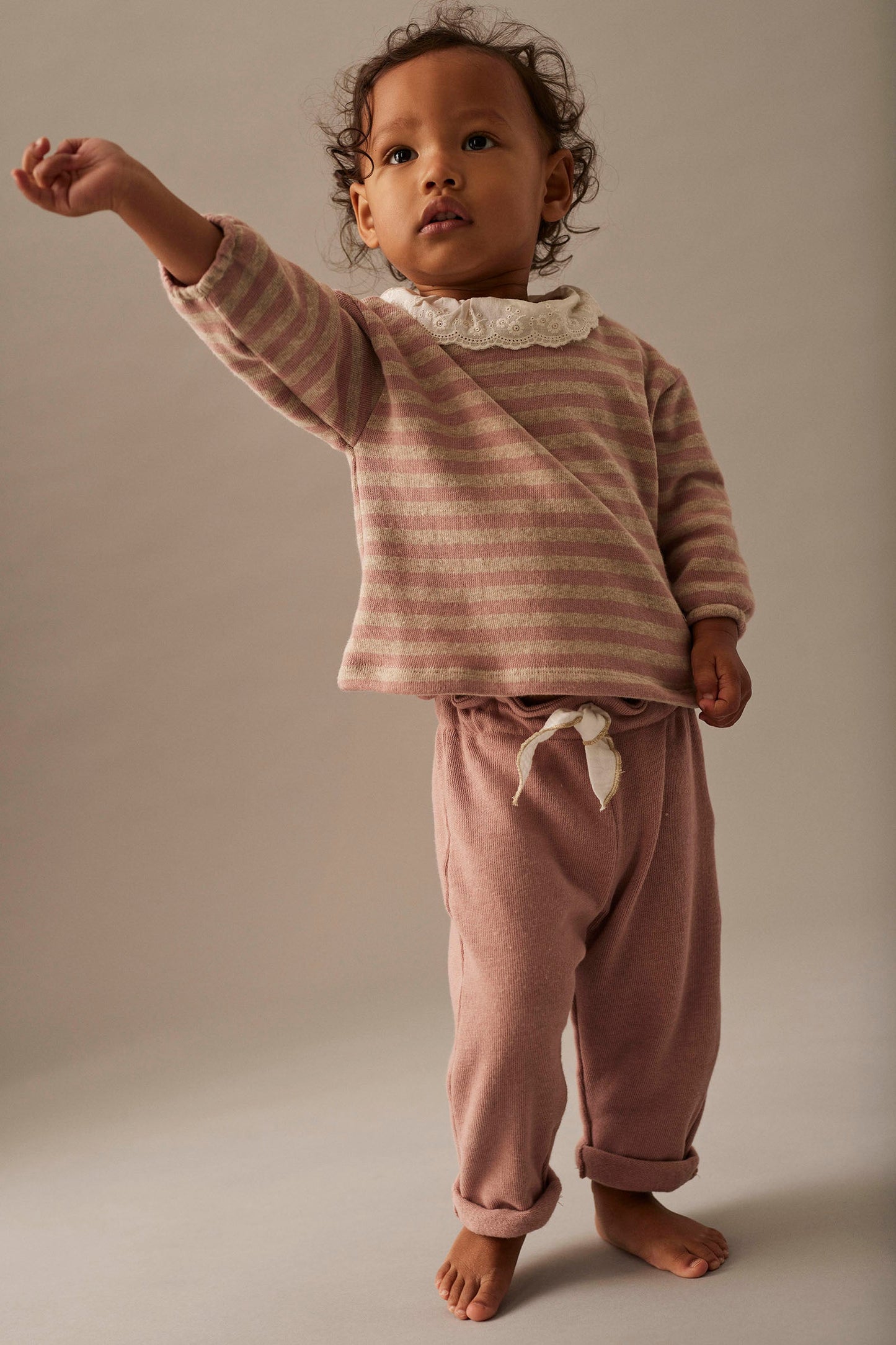 baby soft brushed knit pants w. bow - silver pink 'sicilia' - cozmo - My Little Cozmo - pants