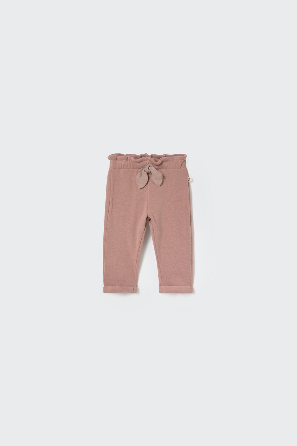 baby soft brushed knit pants w. bow - silver pink 'sicilia' - cozmo - My Little Cozmo - pants