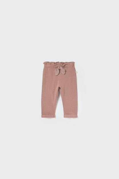 baby soft brushed knit pants w. bow - silver pink 'sicilia' - cozmo - My Little Cozmo - pants