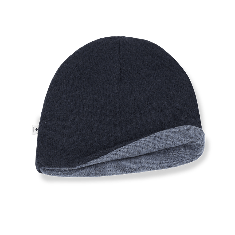 baby two toned blue reversible beanie - 'nick' by +1 in the family - +1 in the family - beanie