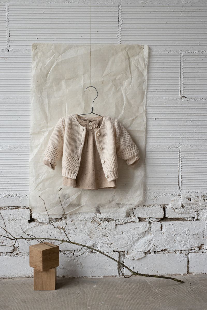 beige longsleeve knitted dot dress - 'claire' by +1 in the family - +1 in the family - Dress