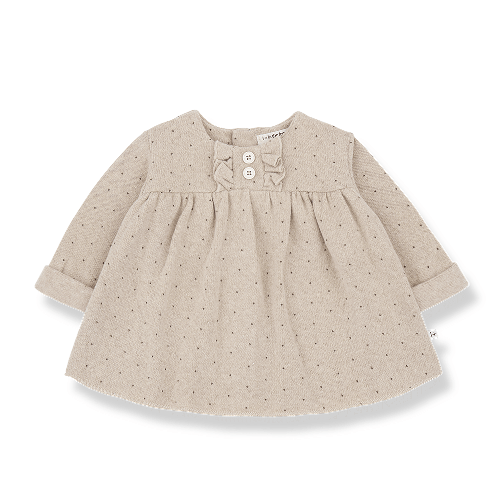 beige longsleeve knitted dot dress - 'claire' by +1 in the family - +1 in the family - Dress