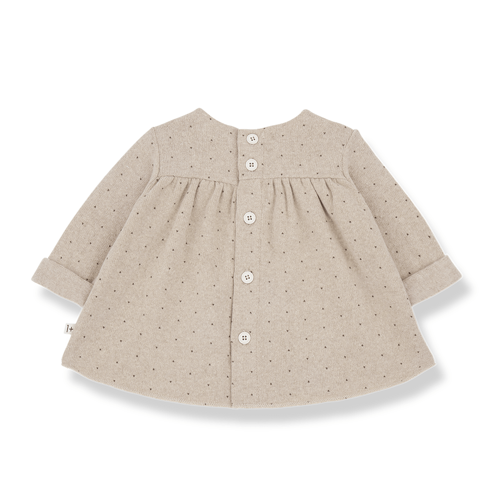 beige longsleeve knitted dot dress - 'claire' by +1 in the family - +1 in the family - Dress