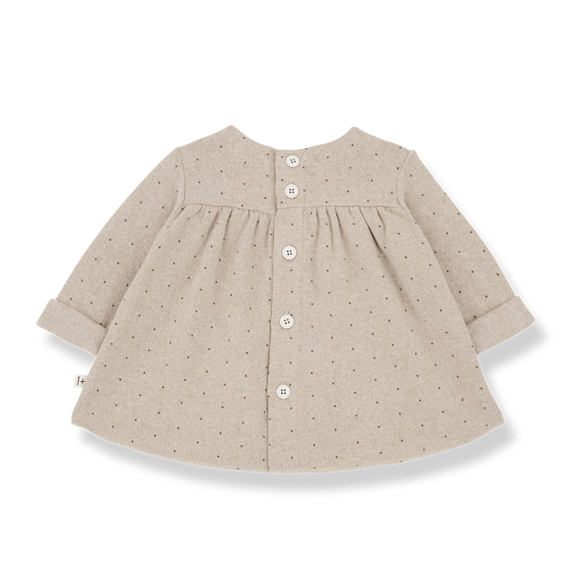 beige longsleeve knitted dot dress - 'claire' by +1 in the family - +1 in the family - Dress