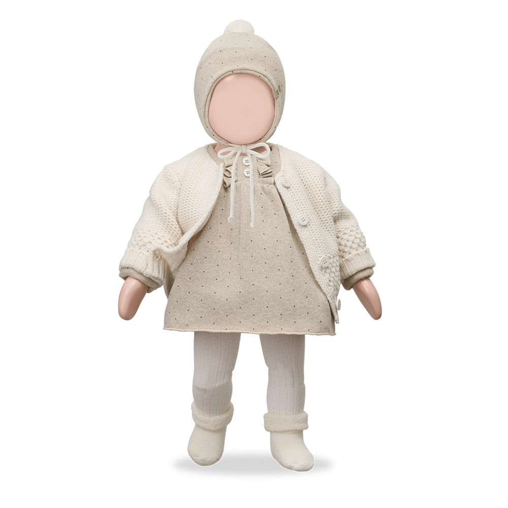 beige longsleeve knitted dot dress - 'claire' by +1 in the family - +1 in the family - Dress