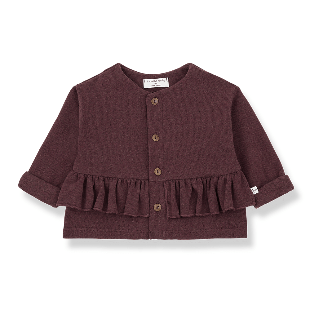 burgundy melanzana girly knit jacket - 'vanessa' by +1 in the family - +1 in the family - Sweater + Jacket