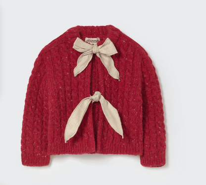 cozmo cardigan - red cable knit 'martinique' - My Little Cozmo - Cardigan