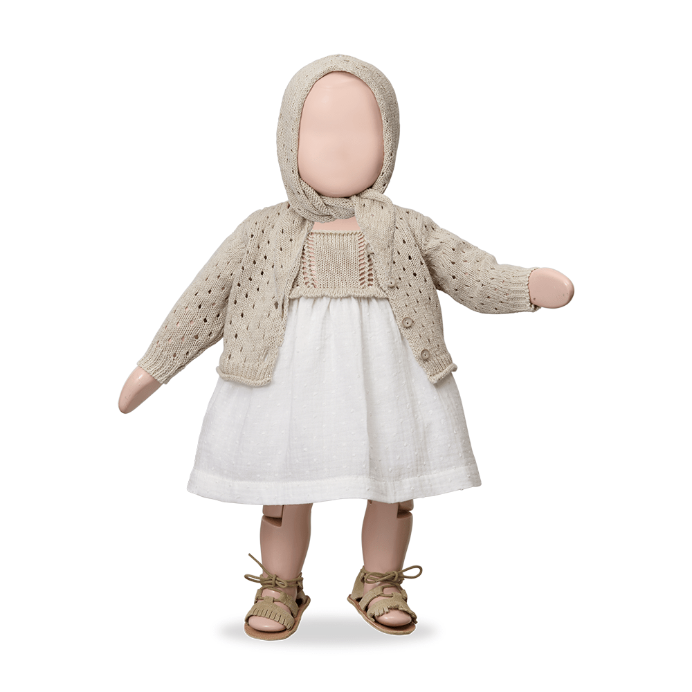 crochet cotton and linen dress + bloomer set - beige 'lola' - +1 in the family - 