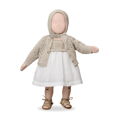 crochet cotton and linen dress + bloomer set - beige 'lola' - +1 in the family - 