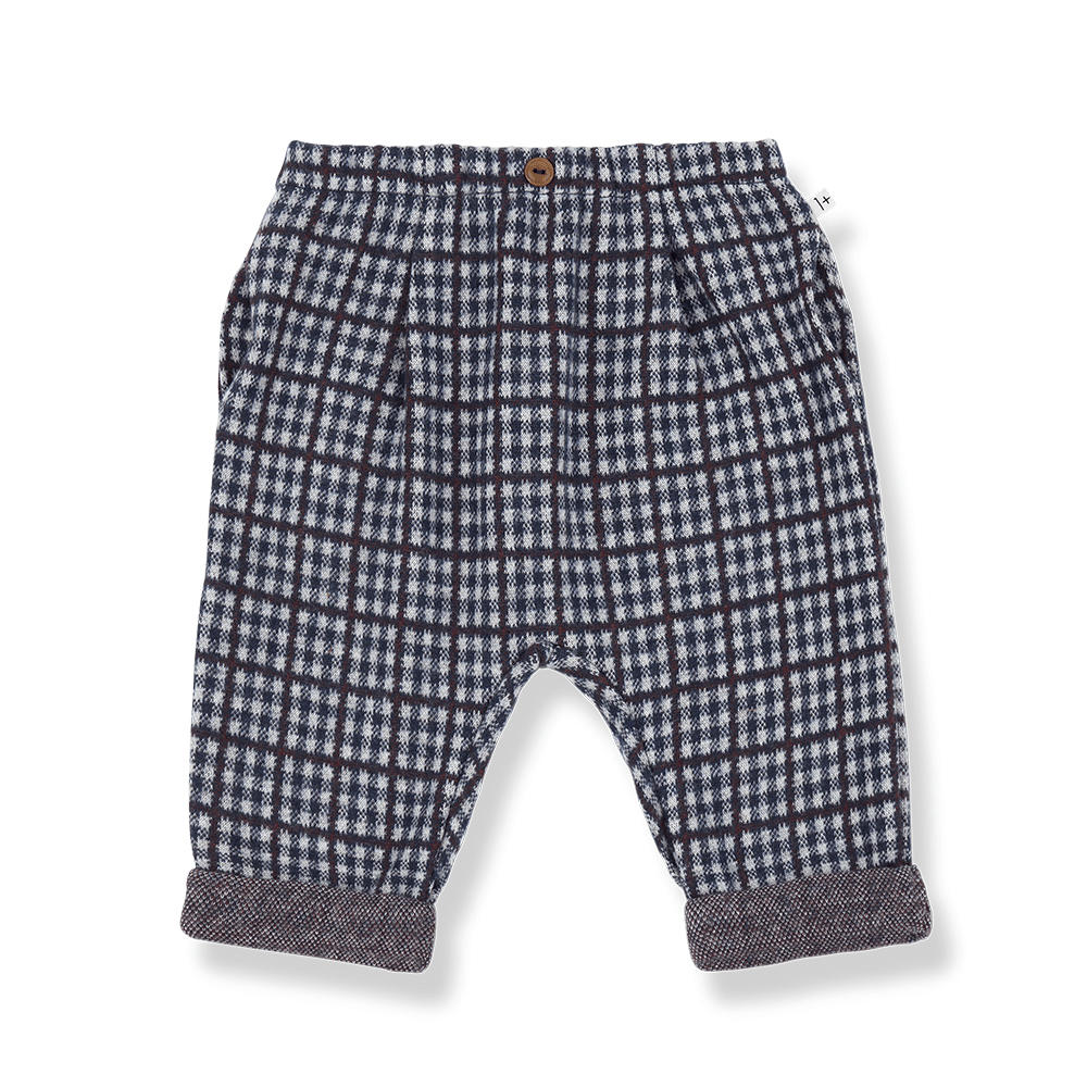 dark blue checkered fleece pants - 'simon' by +1 in the family - +1 in the family - Bottoms