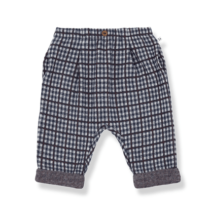 dark blue checkered fleece pants - 'simon' by +1 in the family - +1 in the family - Bottoms