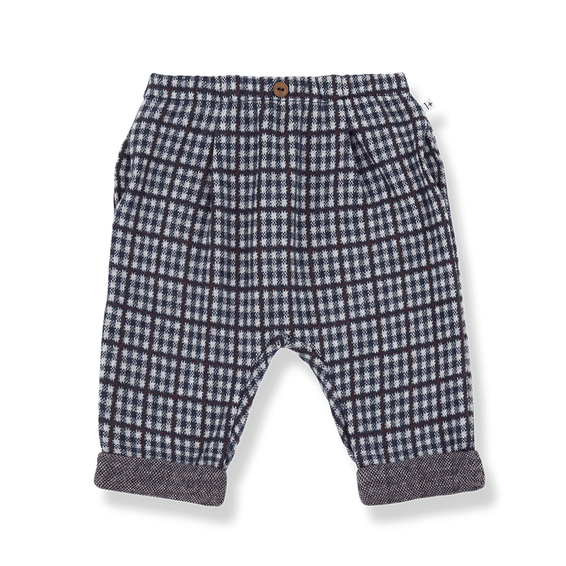 dark blue checkered fleece pants - 'simon' by +1 in the family - +1 in the family - Bottoms