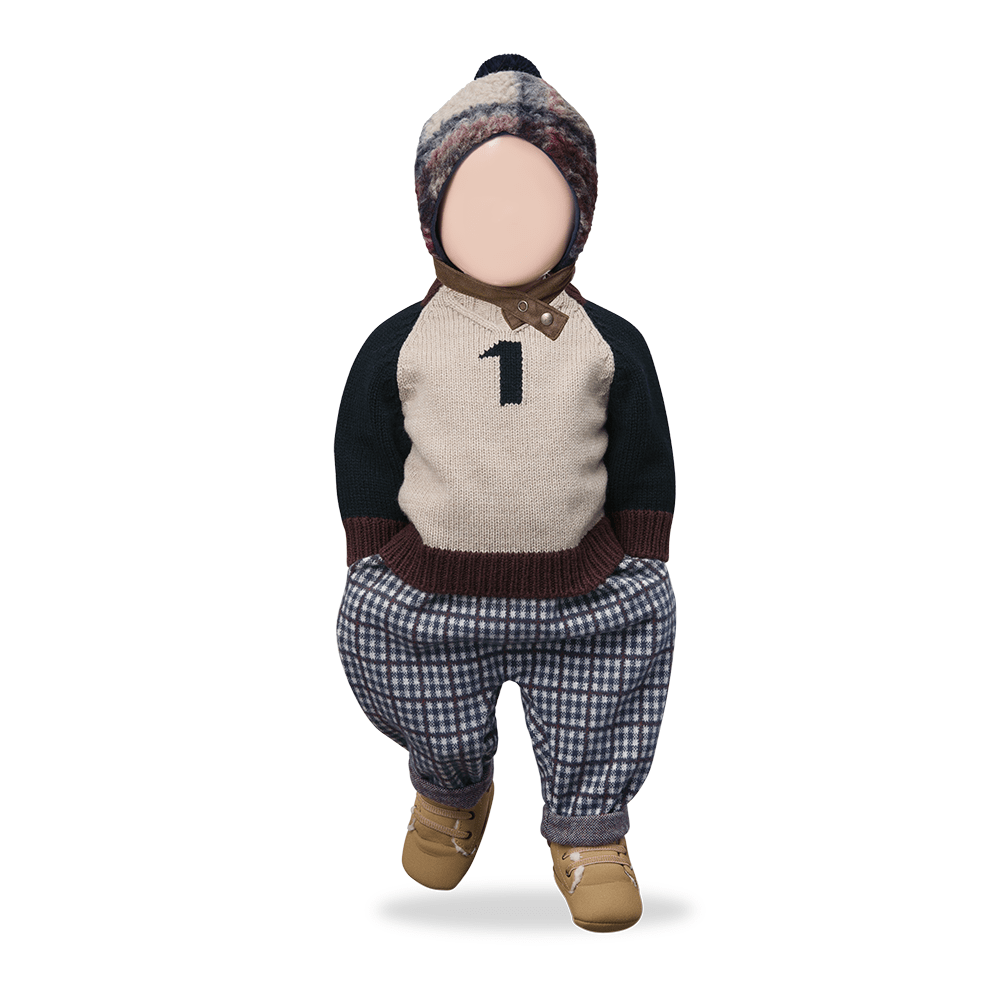 dark blue checkered fleece pants - 'simon' by +1 in the family - +1 in the family - Bottoms
