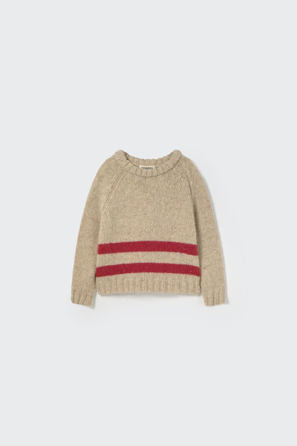 knitted wool tricot baby sweater - stone red stripes 'idaho' - cozmo - My Little Cozmo - 