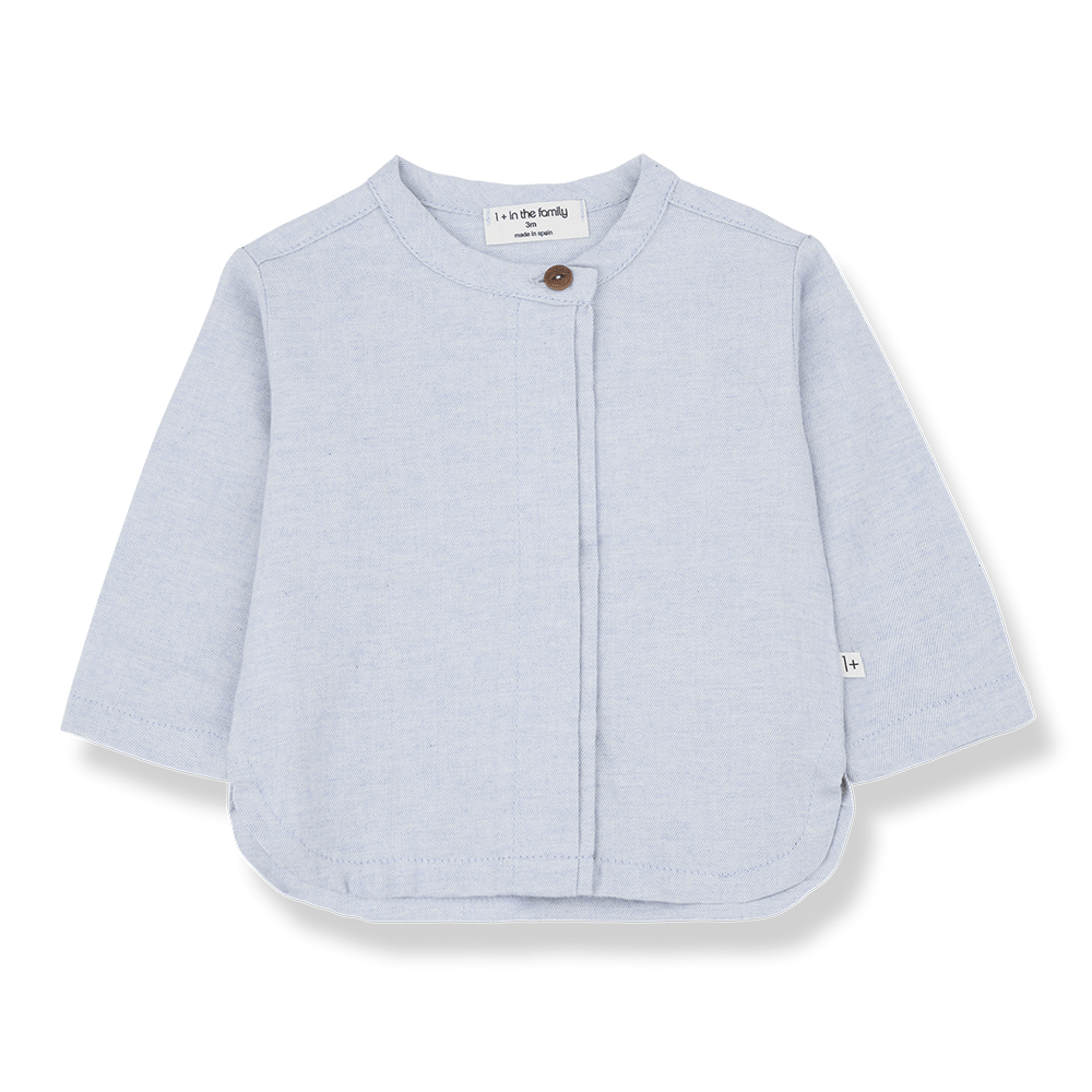 light blue longsleeve mao button down - 'marius' by +1 in the family - +1 in the family - Top
