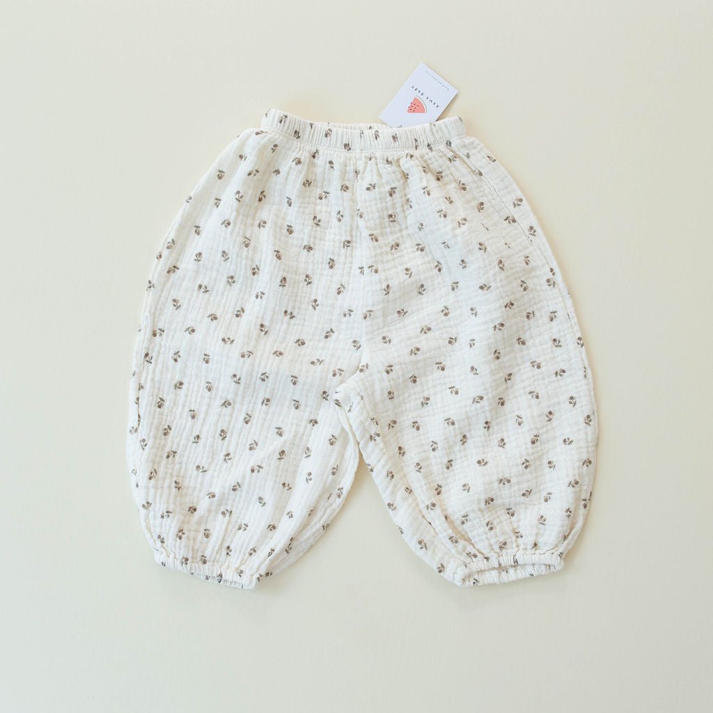 long bloomer pants - beige cherry "sausage" - Party Bebe - Bottoms