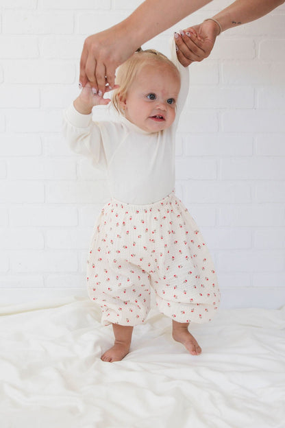 long bloomer pants - beige cherry "sausage" - Party Bebe - Bottoms