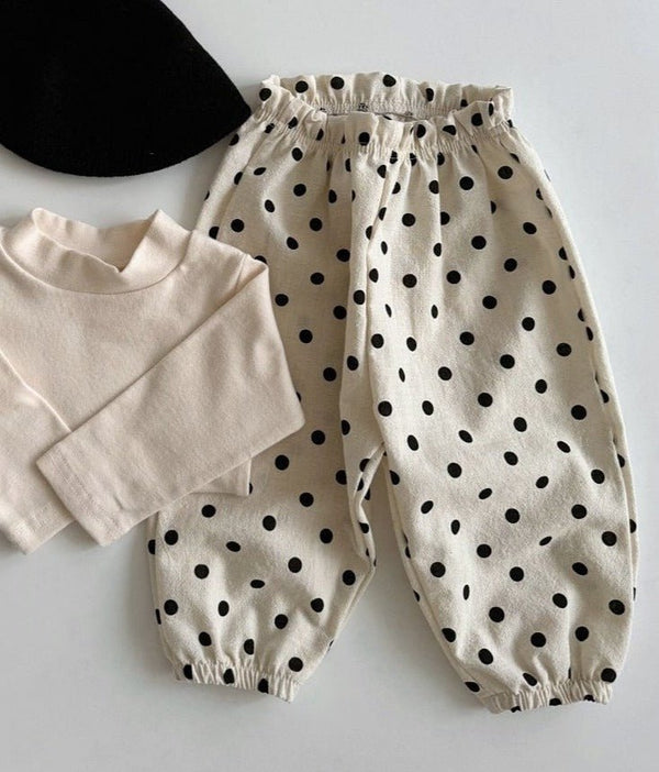 long pants - black & white dots "bongbong" - Aosta - Bottoms