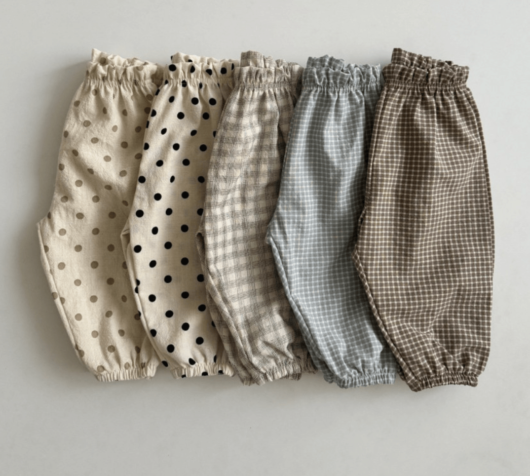 long pants - black & white plaid "bongbong" - Aosta - Bottoms