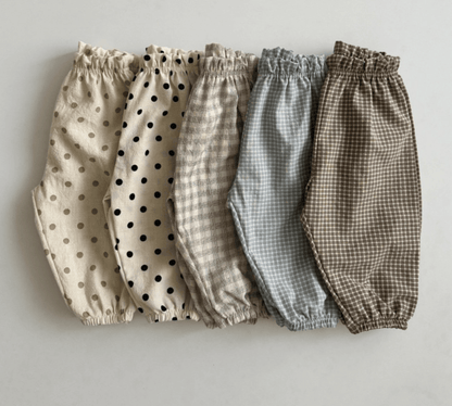 long pants - black & white plaid "bongbong" - Aosta - Bottoms