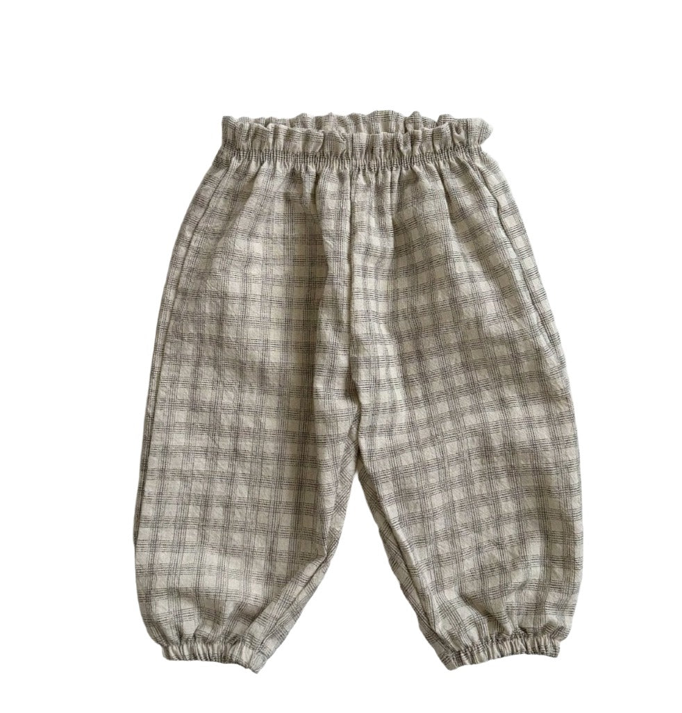 long pants - black & white plaid "bongbong" - Aosta - Bottoms