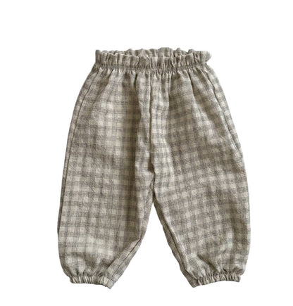 long pants - black & white plaid "bongbong" - Aosta - Bottoms