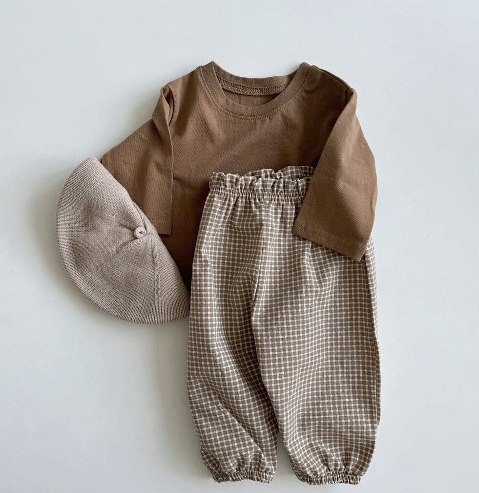 long pants - brown plaid "bongbong" - Aosta - Bottoms