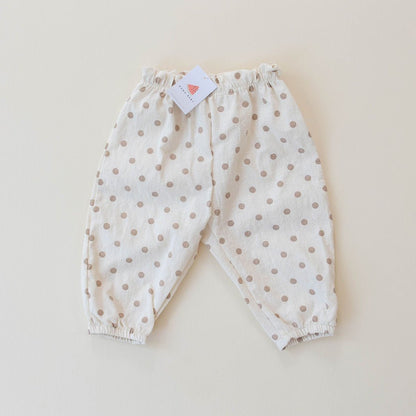 long pants - white & beige dot "bongbong" - Aosta - Bottoms
