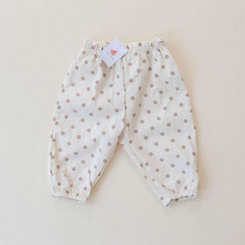 long pants - white & beige dot "bongbong" - Aosta - Bottoms