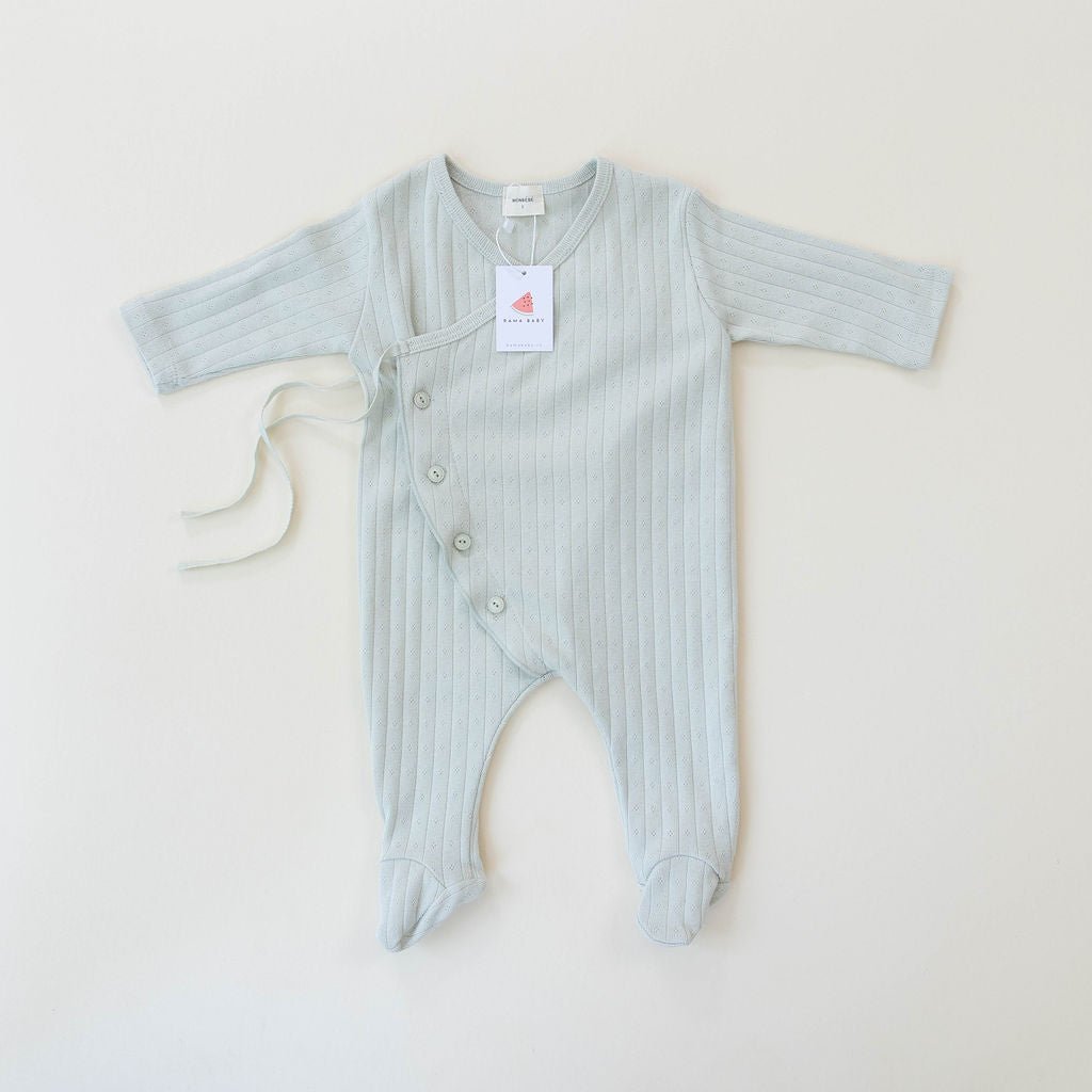 long sleeve footed pointelle onesie - cream "jeje" - Monbebe - 
