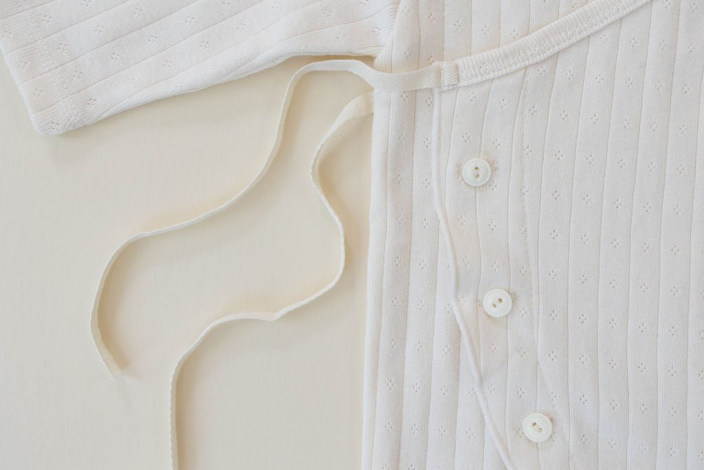 long sleeve footed pointelle onesie - white "jeje" - Monbebe - 