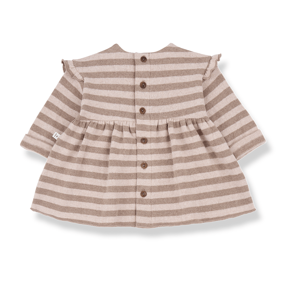 longsleeve nude striped knit dress - 'thea' by +1 in the family - +1 in the family - Dress
