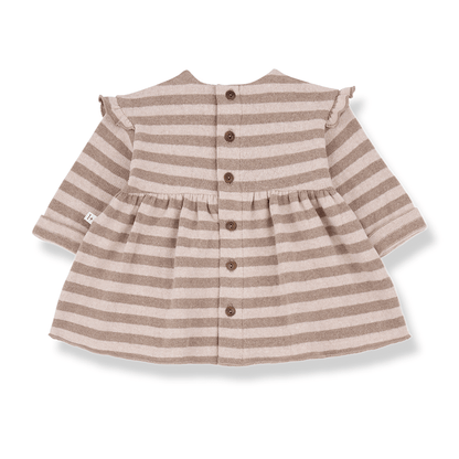 longsleeve nude striped knit dress - 'thea' by +1 in the family - +1 in the family - Dress
