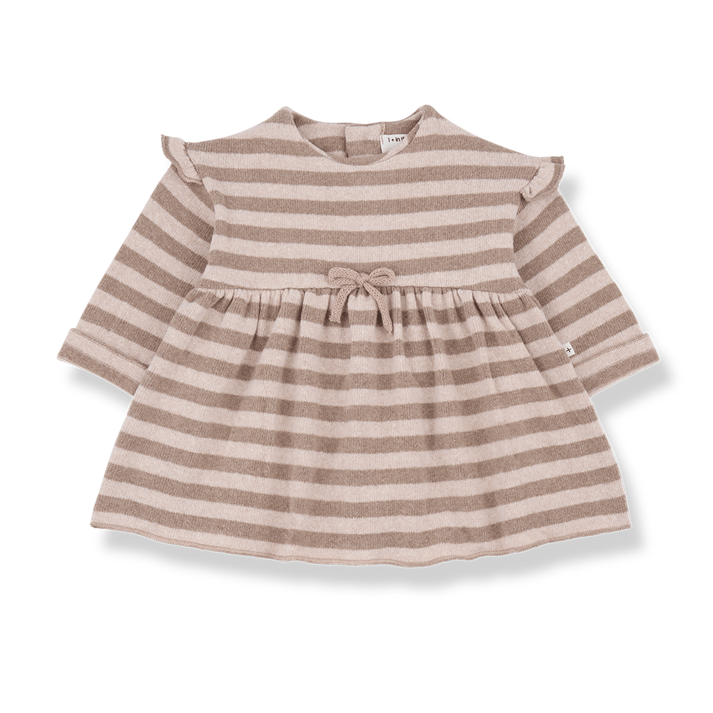longsleeve nude striped knit dress - 'thea' by +1 in the family - +1 in the family - Dress