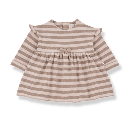 longsleeve nude striped knit dress - 'thea' by +1 in the family - +1 in the family - Dress