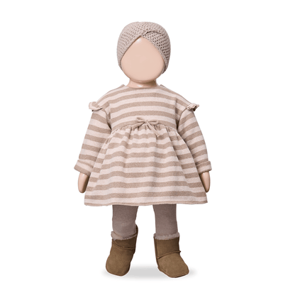 longsleeve nude striped knit dress - 'thea' by +1 in the family - +1 in the family - Dress