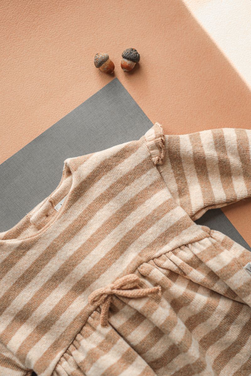 longsleeve nude striped knit dress - 'thea' by +1 in the family - +1 in the family - Dress