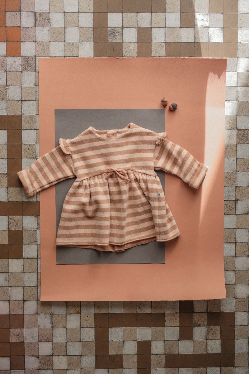 longsleeve nude striped knit dress - 'thea' by +1 in the family - +1 in the family - Dress