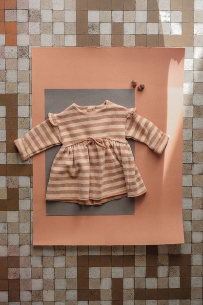 longsleeve nude striped knit dress - 'thea' by +1 in the family - +1 in the family - Dress